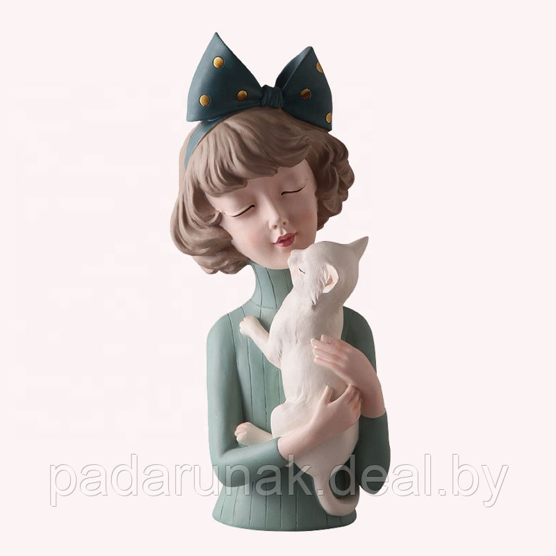 Девушка с котенком либо со щенком, статуэтка - фото 5 - id-p168248193