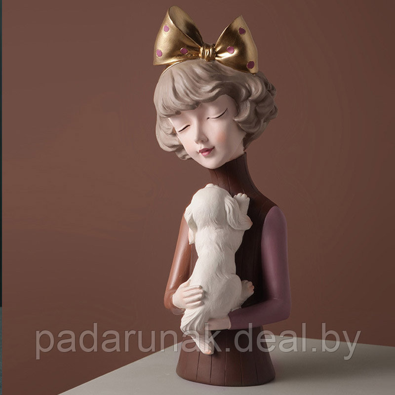 Девушка с котенком либо со щенком, статуэтка - фото 2 - id-p168248193