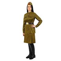 Костюм военного женский, гимнастёрка, юбка, ремень, пилотка, р. 52, рост 170 см