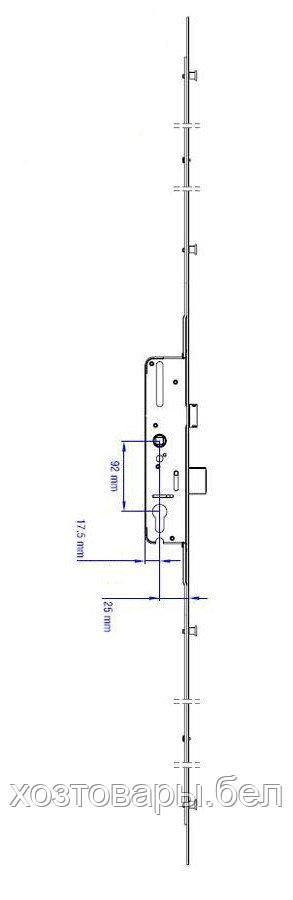 Многозапорный замок 92/25мм 1600-2200мм (привод от ручки) REZE