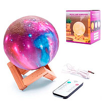 Увлажнитель-ночник 15 см на деревянной подставке с пультом Moon Lamp Humidifier Галактика, фото 3