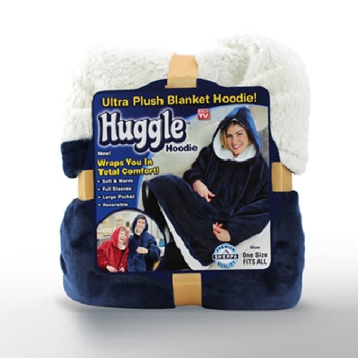 Толстовка-плед с капюшоном двухсторонняя «Huggle Hoodie» синяя - фото 4 - id-p168267915
