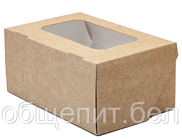 Контейнер универсальный "FoodToGo" с окном 1200 мл, картон, 150 х 100 х 70 мм, 50 шт/уп, НЕПЛАСТИК