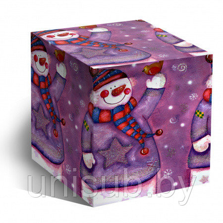 Коробка для кружки "Снеговик (фиолетовая)"