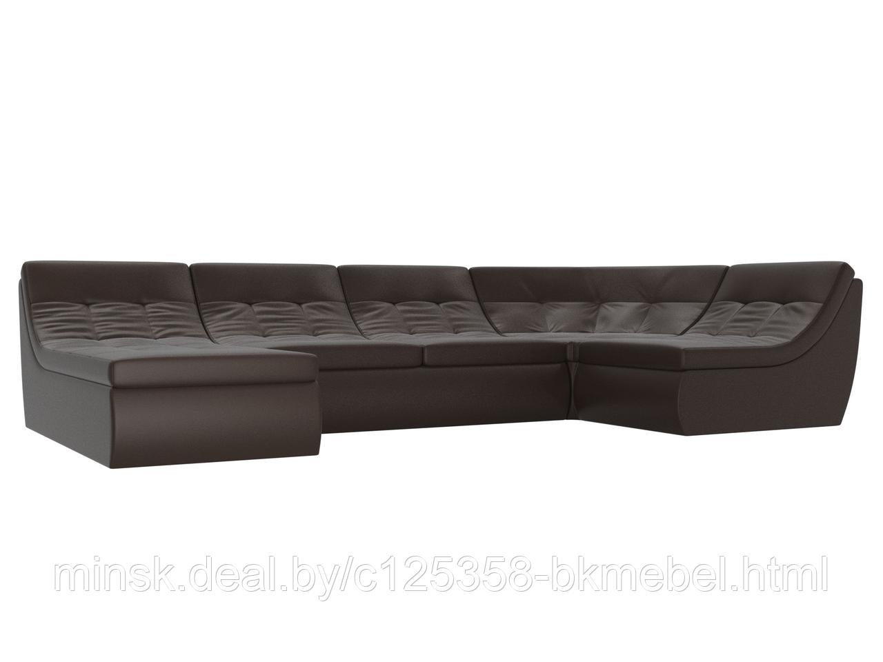 П-образный модульный диван Холидей Экокожа Коричневый - ЛигаДиванов