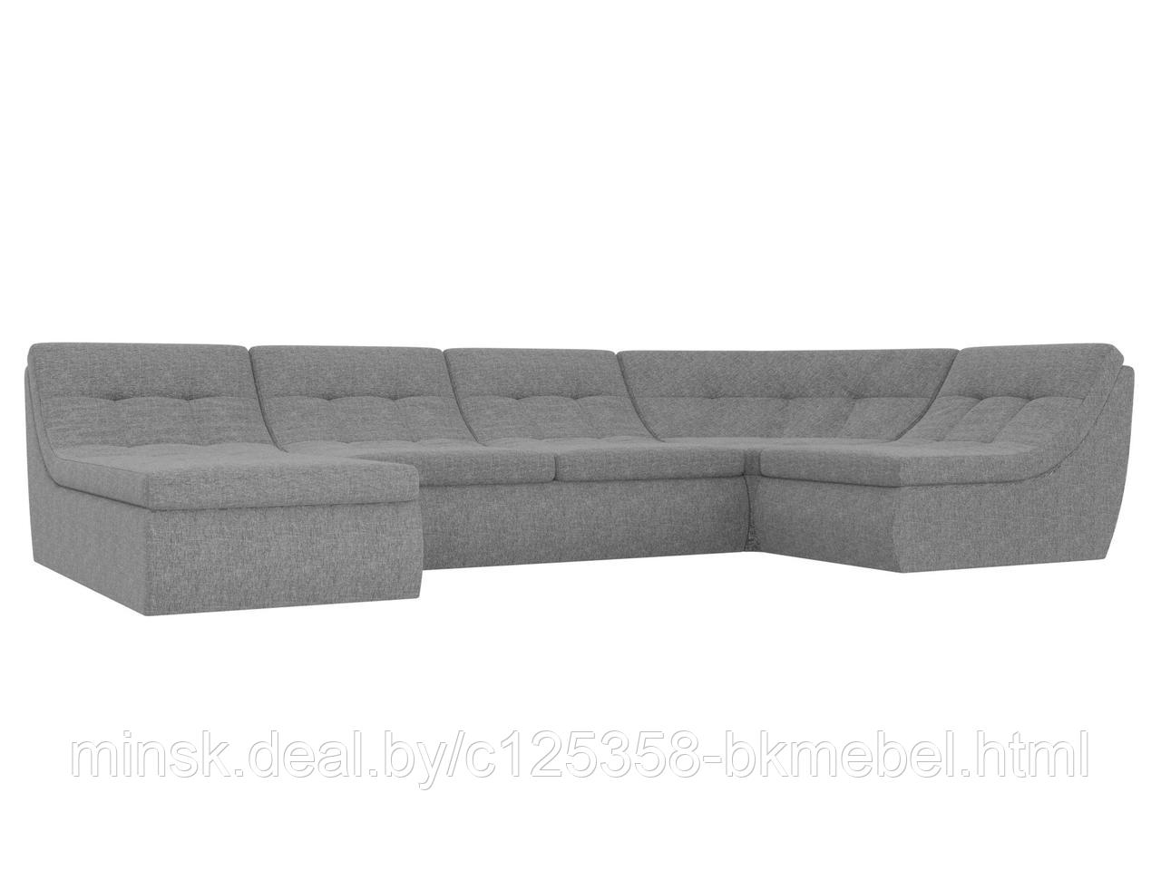 П-образный модульный диван Холидей Рогожка Серый - ЛигаДиванов, фото 1