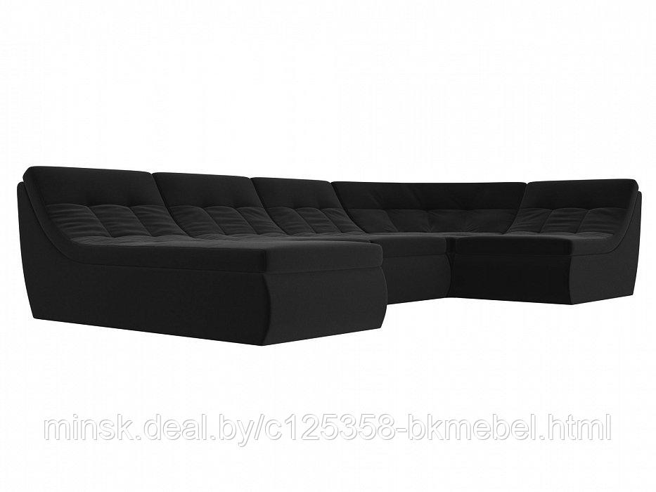П-образный модульный диван Холидей Микровельвет Черный - ЛигаДиванов - фото 4 - id-p118973158