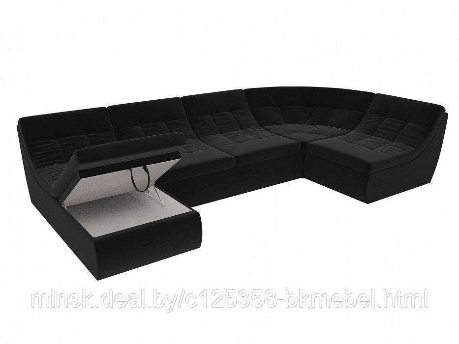 П-образный модульный диван Холидей Микровельвет Черный - ЛигаДиванов - фото 6 - id-p118973158