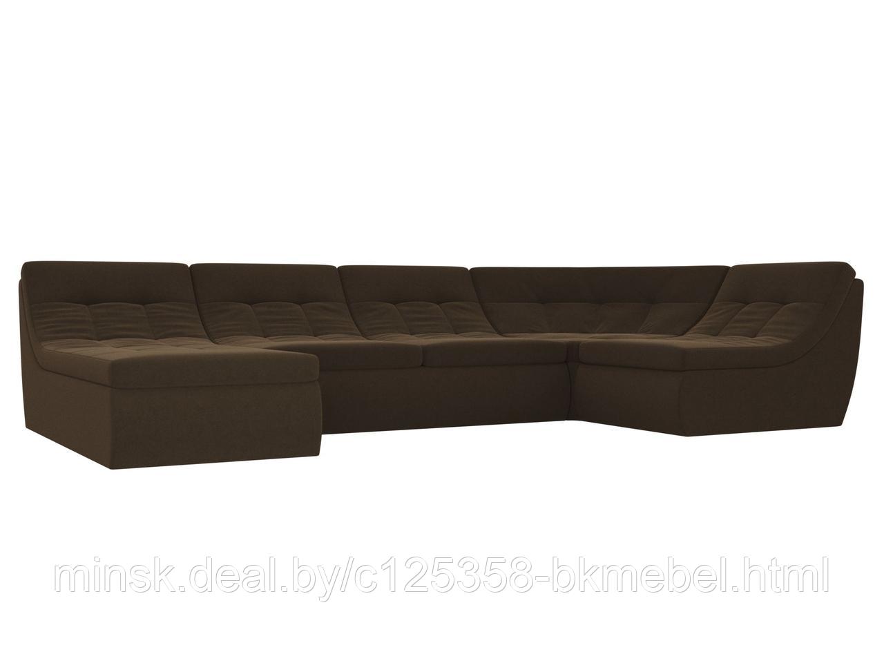 П-образный модульный диван Холидей Микровельвет Коричневый - ЛигаДиванов - фото 1 - id-p118973160