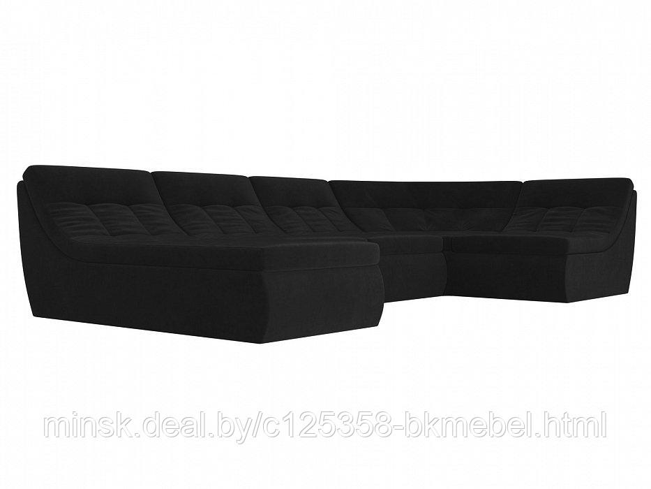 П-образный модульный диван Холидей Велюр Черный - ЛигаДиванов - фото 2 - id-p118973163