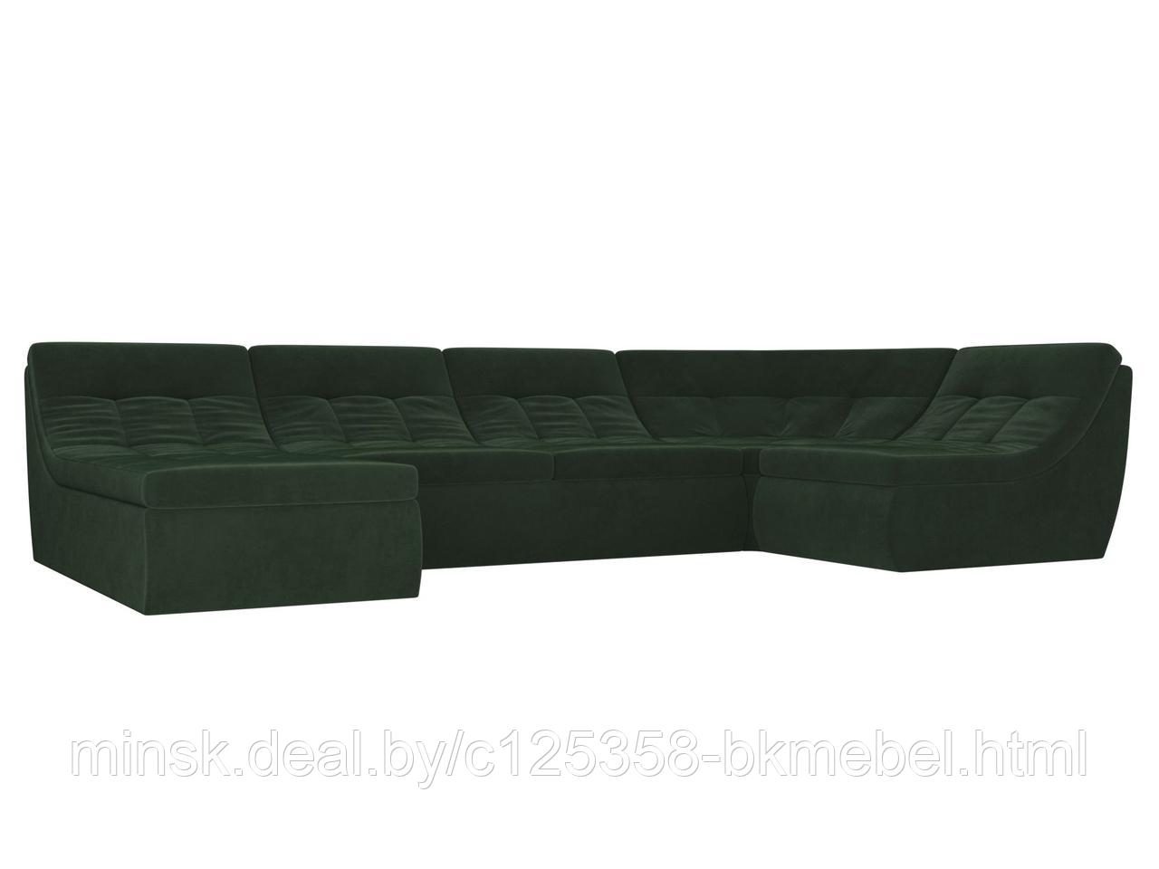 П-образный модульный диван Холидей Велюр Зеленый - ЛигаДиванов