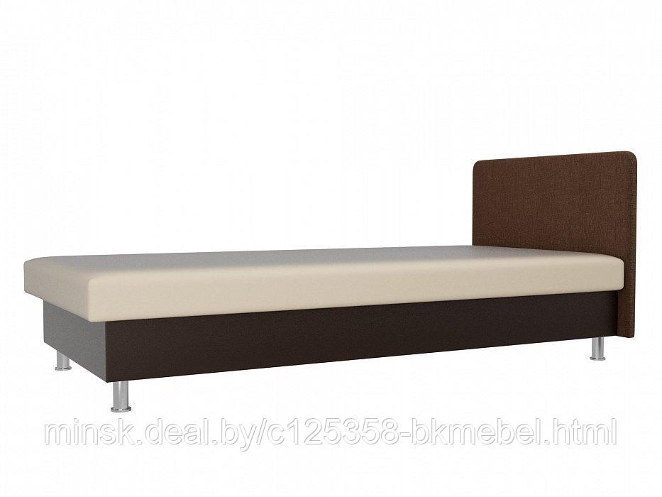 Кровать Мальта Экокожа бежевый\коричневый - ЛигаДиванов - фото 2 - id-p118973253