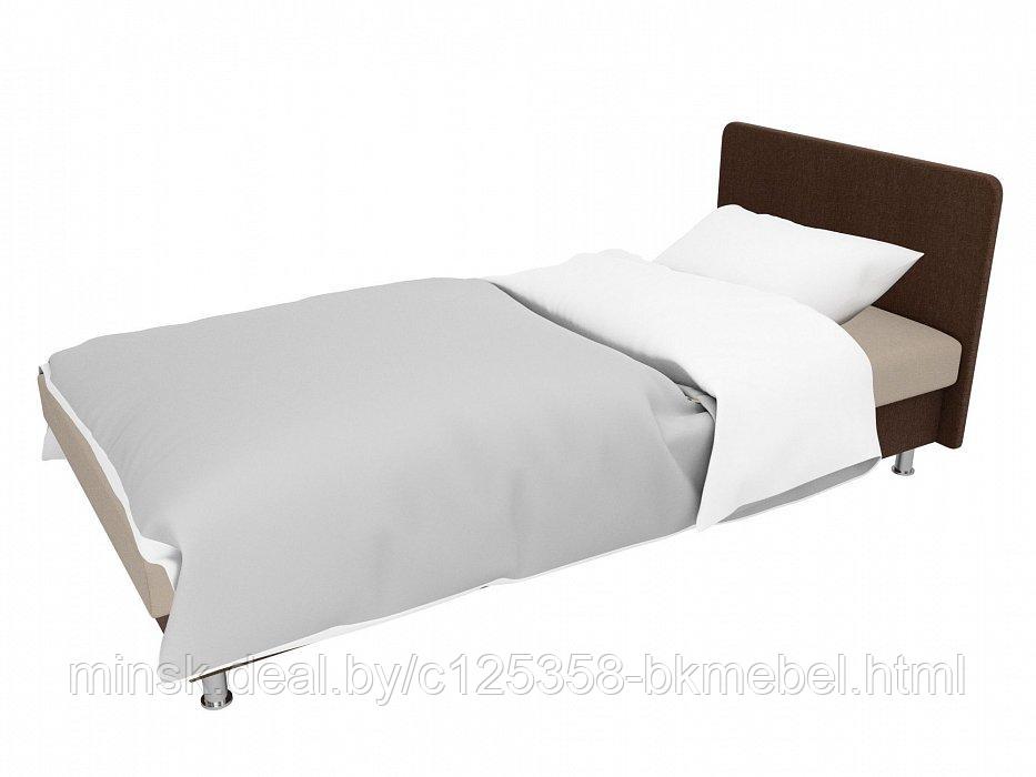 Кровать Мальта Рогожка бежевый\коричневый - ЛигаДиванов - фото 6 - id-p118973257