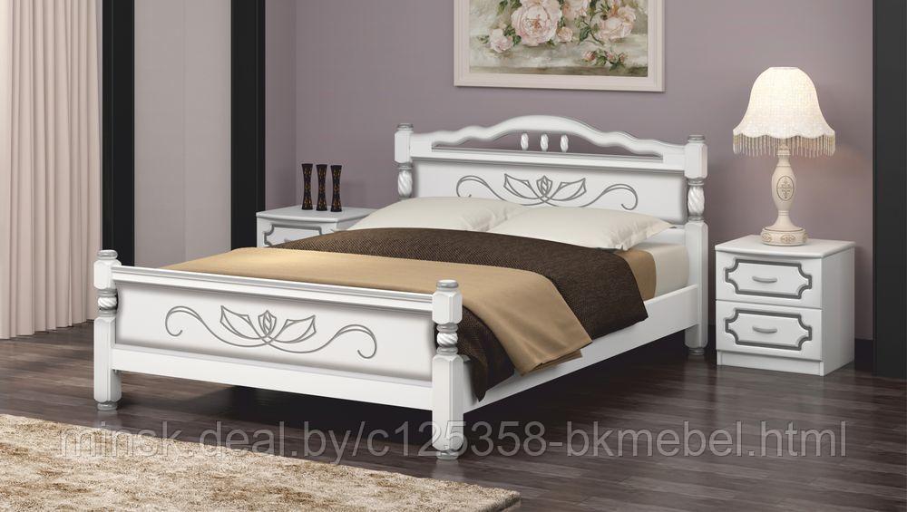 Кровать Карина-5 1400 белый жемчуг с 2 выдвижными ящиками - ТД БРАВОмебель