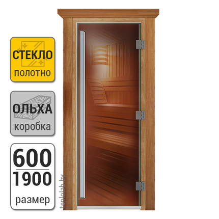 Дверь для бани стеклянная DoorWood Престиж, бронза, 600x1900, фото 2