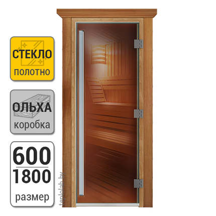 Дверь для бани стеклянная DoorWood Престиж, бронза, 600x1800, фото 2