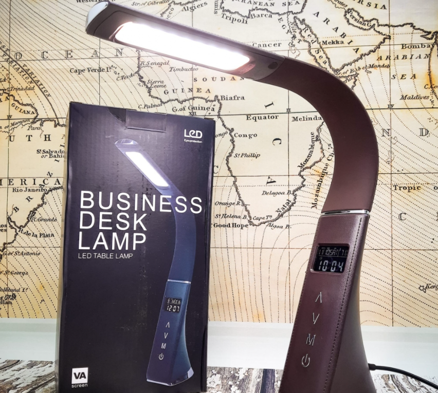 Настольная Бизнес Лампа с LCD-дисплеем Business Desk lamp Led (календарь, часы, будильник, термометр, 3 режима