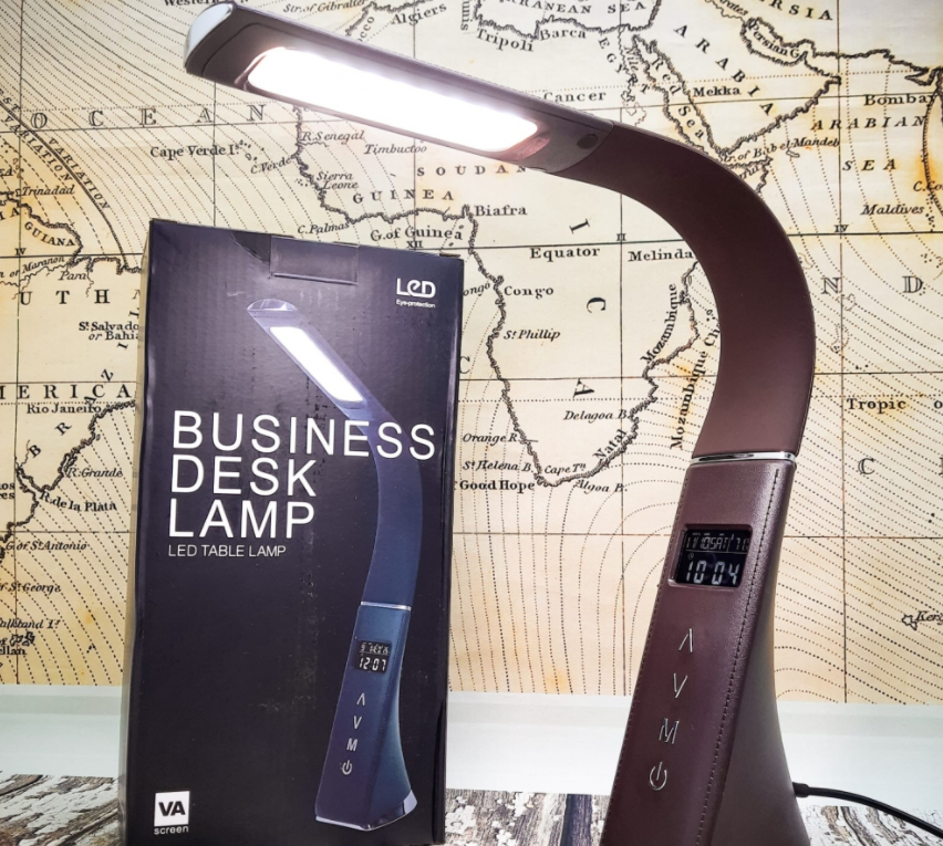 Настольная Бизнес Лампа с LCD-дисплеем Business Desk lamp Led (календарь, часы, будильник, термометр, 3 режима, фото 1