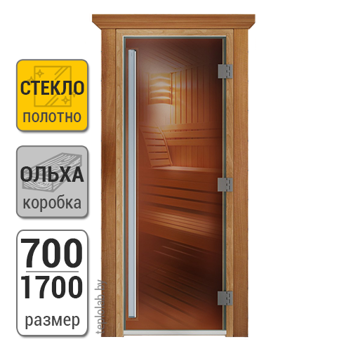 Дверь для бани стеклянная DoorWood Престиж, бронза, 700x1700