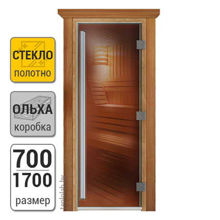 Дверь для бани стеклянная DoorWood Престиж, бронза, 700x1700, фото 2