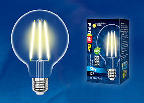 Ретро лампа Эдисона UNIEL LED-G95-10W/3000K/E27/CL PLS02WH  ПРОЗРАЧНАЯ КОЛБА