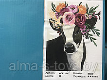 Рисование по номерам 50*40 Корова в цветах