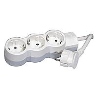 Удлинитель Стандарт 3X2P+E нем.стд. со шторками, без кабеля, бело-серый
