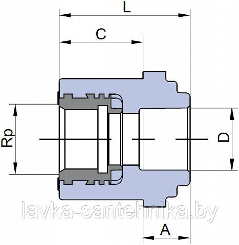 Муфта комбинированная настенная для гипсокартона с внутренней резьбой (ø20x1/2") Wavin Ekoplastik, цвет: серый - фото 2 - id-p168296180