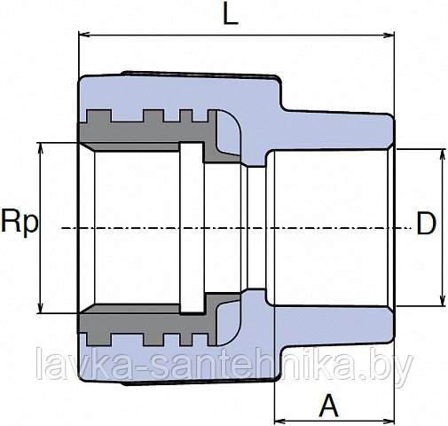 Муфта комбинированная с внутренней резьбой (ø20x1/2") Wavin Ekoplastik, цвет: серый - фото 2 - id-p168296181