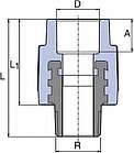 Муфта комбинированная с наружной резьбой (ø40x5/4") Wavin Ekoplastik, цвет: серый, фото 2