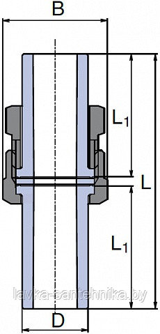 Соединение разборное (американка) (ø20) Wavin Ekoplastik, цвет: серый - фото 2 - id-p168296203