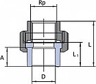 Соединение разборное (американка) с муфтой внутреннее (ø20x1/2") Wavin Ekoplastik, цвет: серый, фото 2
