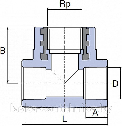 Тройник полипропиленовый с внутренней резьбой (ø25x1/2") Wavin Ekoplastik, цвет: серый - фото 2 - id-p168296228