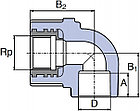 Угол полипропиленовый с внутренней резьбой (ø20x1/2", 90°) Wavin Ekoplastik, цвет: серый, фото 2