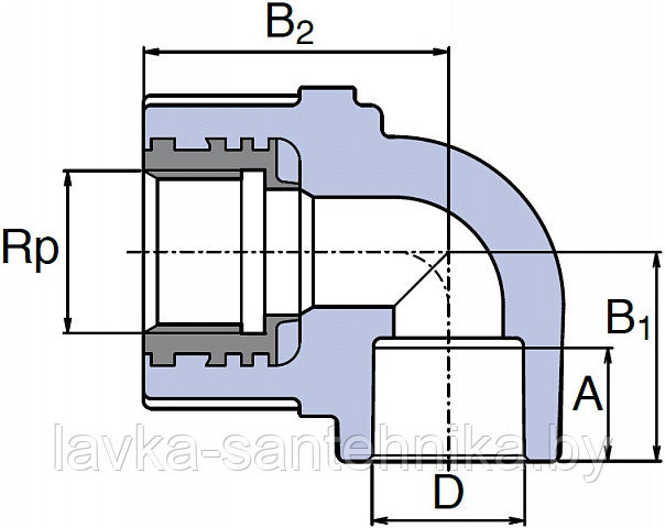 Угол полипропиленовый с внутренней резьбой (ø25x1/2", 90°) Wavin Ekoplastik, цвет: серый - фото 2 - id-p168296250