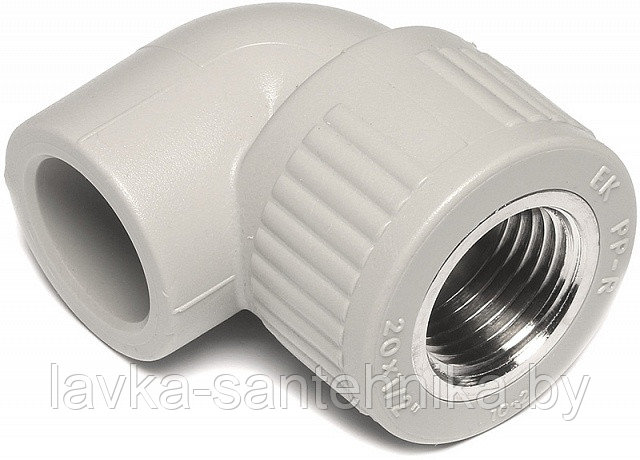 Угол полипропиленовый с внутренней резьбой (ø25x3/4", 90°) Wavin Ekoplastik, цвет: серый