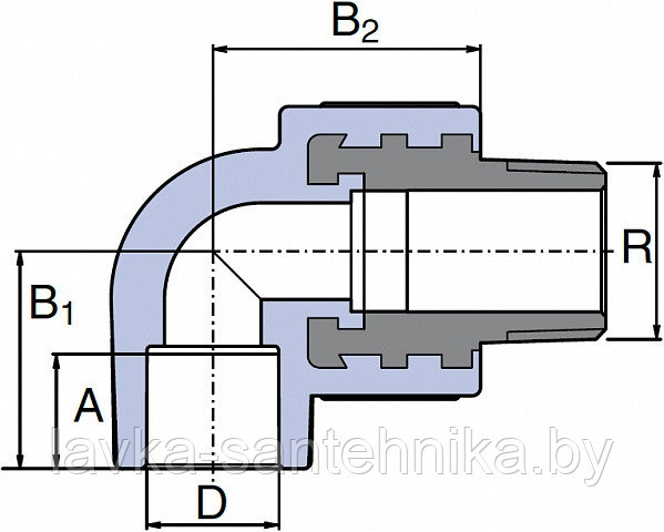 Угол полипропиленовый с наружной резьбой (ø20x1/2", 90°) Wavin Ekoplastik, цвет: серый - фото 2 - id-p168296252