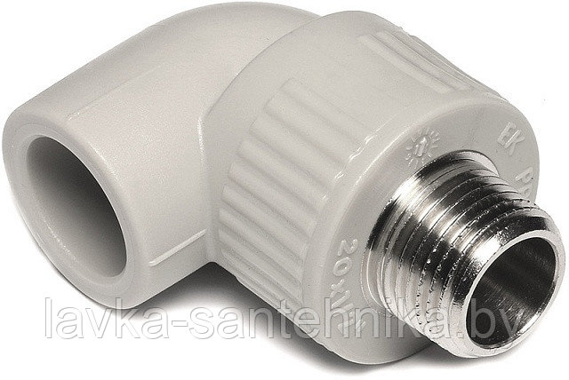 Угол полипропиленовый с наружной резьбой (ø25x1/2", 90°) Wavin Ekoplastik, цвет: серый