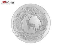 Стеклянное Блюдо сервировочное круглое Elan Gallery Северный олень 32x32x2cm Pearl White 120816