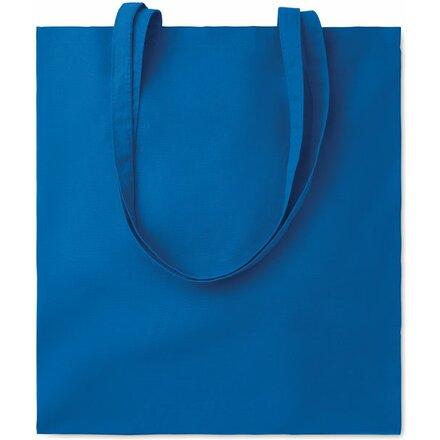 Хлопковая сумка для покупок  на длинных ручках  синего цвета