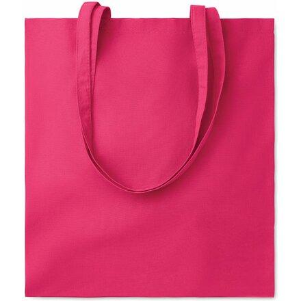 Хлопковая сумка для покупок  на длинных ручках  розового цвета
