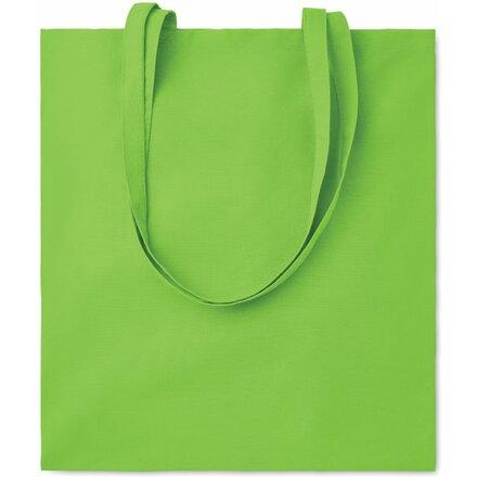 Хлопковая сумка для покупок  на длинных ручках  зеленого цвета