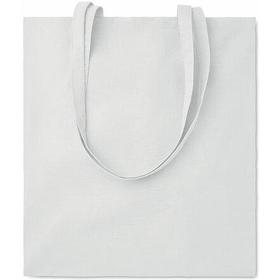 Хлопковая сумка для покупок  на длинных ручках  белого цвета