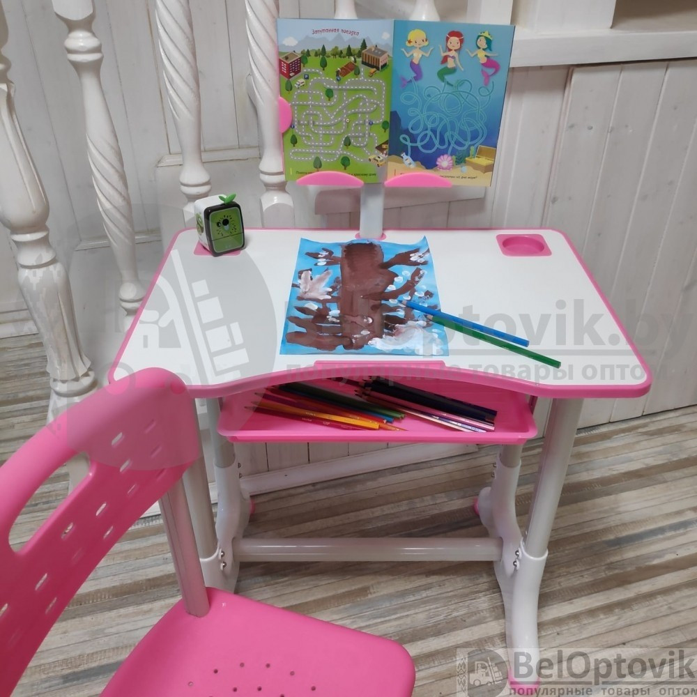 УЦЕНКА Растущая парта (стол) и растущий стул для дошкольника (подставка для книг, полка для канцтоваров) - фото 4 - id-p168341993