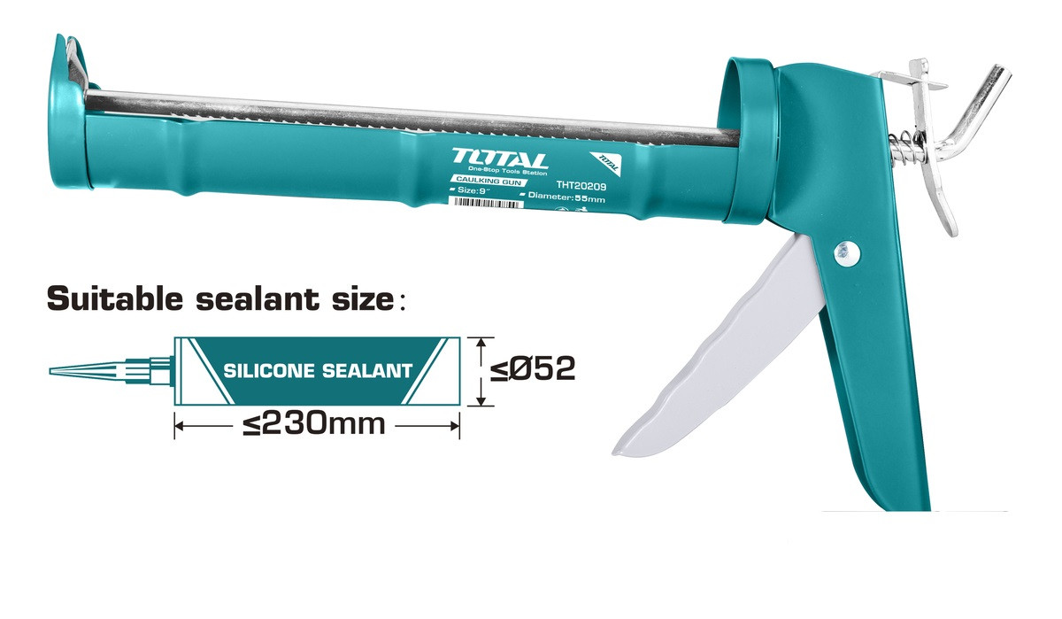 Пистолет для силикона полукорпусной 235 мм, диаметр 55мм, толщина 0,8мм TOTAL THT20209 - фото 1 - id-p168369081