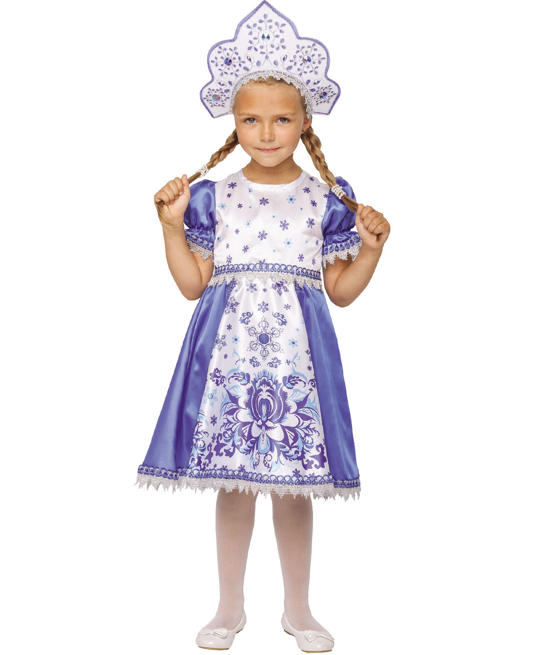 Детский карнавальный костюм Снегурочка Зимние узоры 1024 к-18 Пуговка