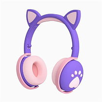 БЕСПРОВОДНЫЕ ДЕТСКИЕ НАУШНИКИ KITTY BK-1 С ПОДСВЕТКОЙ Бирюзовые, фото 3