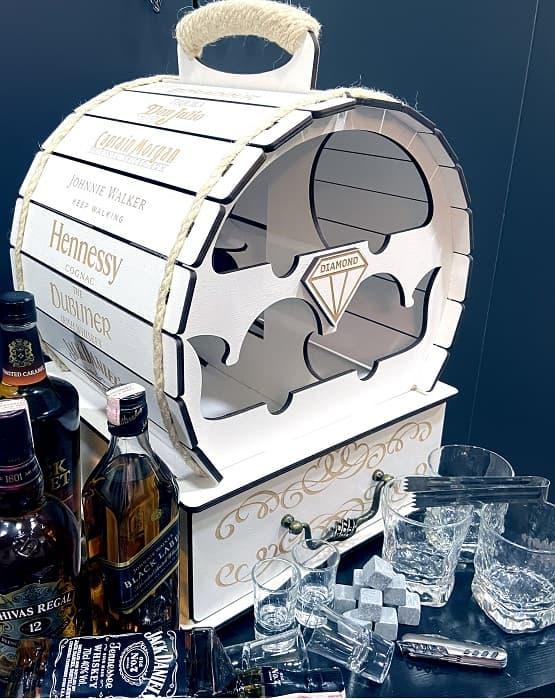 Мини-бар бочка Whisky «PREMIUM» с набором аксессуаров белая - фото 2 - id-p168415382