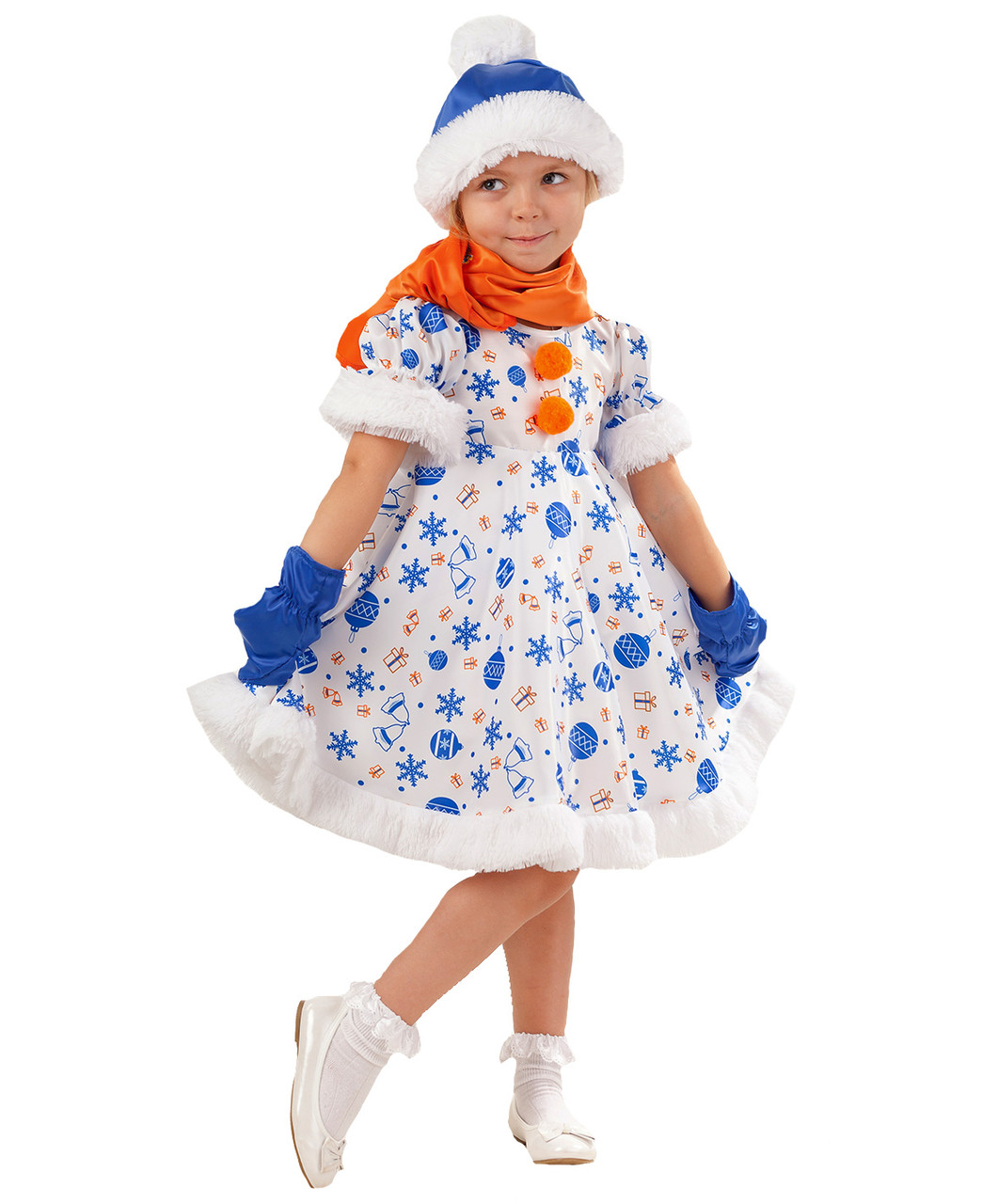 Карнавальный костюм Снеговик Снежана 1025 к-18 Пуговка