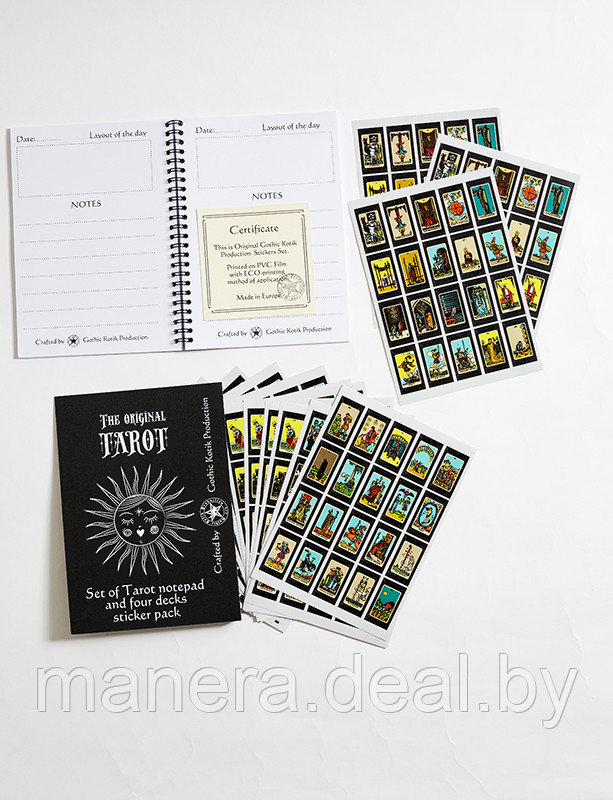 Комплект наклеек для блокнота таролога в виде карт Таро. 4 комплекта по 80 карт-наклеек - фото 1 - id-p168432378
